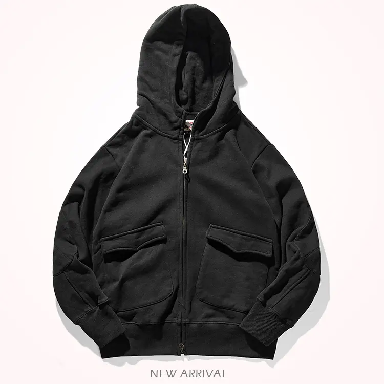 Autumn Winter American Heavyweight Hooded Hoodies Men's Fashion Pure Cotton Long Sleeve Thickened Plus Velvet Casual Sportwear