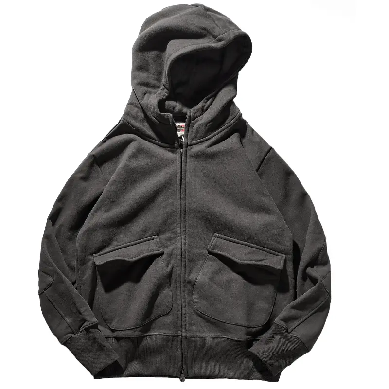 Autumn Winter American Heavyweight Hooded Hoodies Men's Fashion Pure Cotton Long Sleeve Thickened Plus Velvet Casual Sportwear