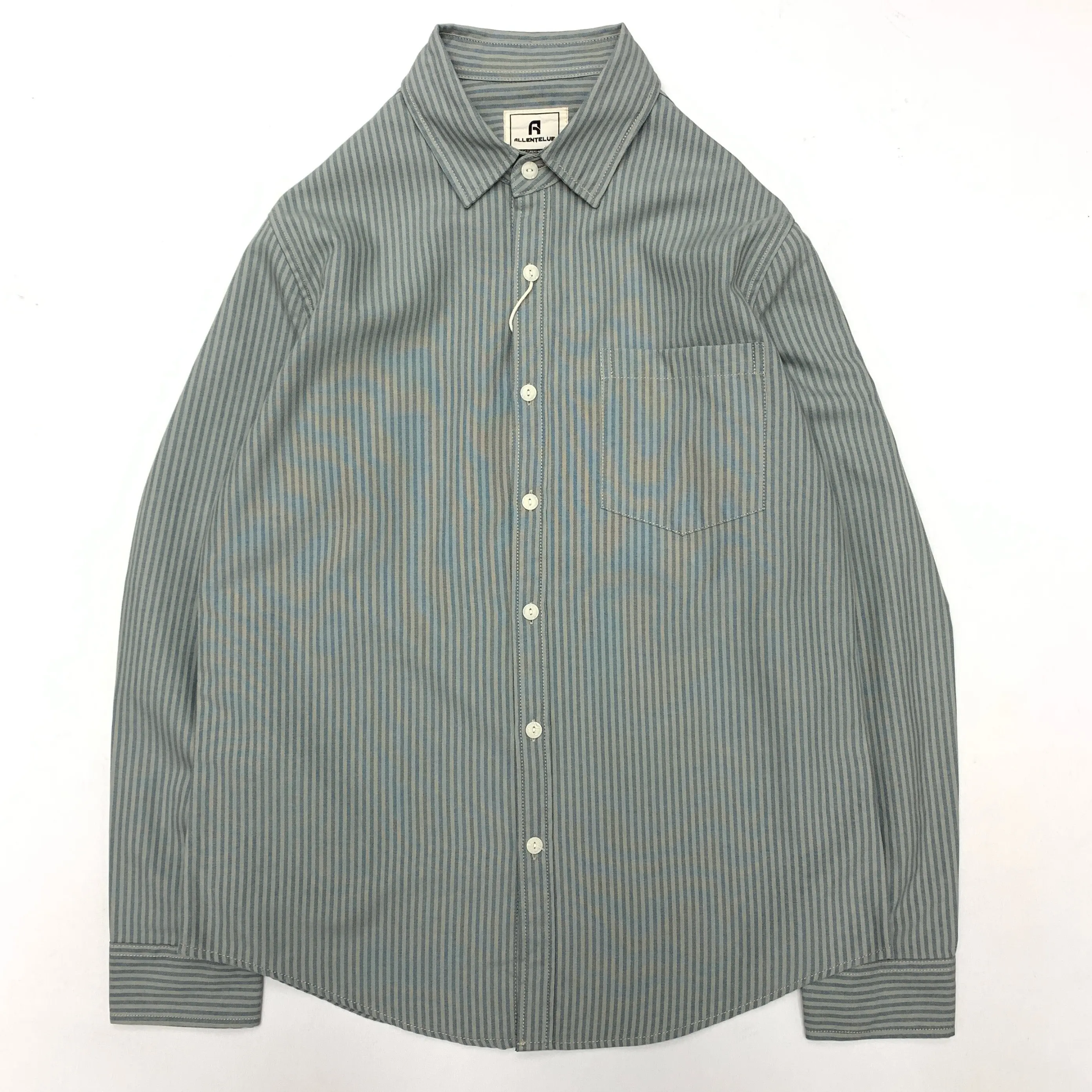 2025 Spring Autumn New Japanese Retro Long Sleeve Lapel Oxford Striped Shirts Men's Simple 100% Cotton Washed Loose Casual Tops