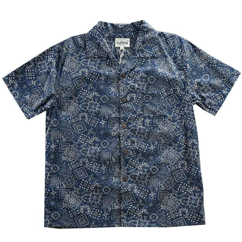 Summer New American Retro Short Sleeve Cuban Collar Hawaiian Print Shirt Men's Fashion Seaside Beach Loose Casual Flower Blouses