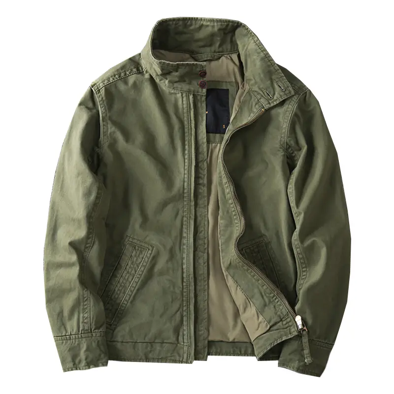 2025 Autumn and Winter American Retro Woven Cargo Jacket Men's Trendy 100% Cotton Washed Stand Collar Slim Tough Guy Casual Coat