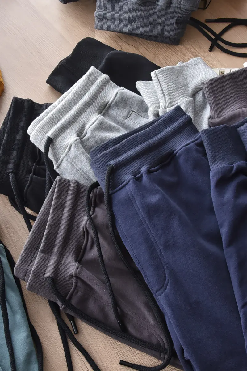 Autumn European and American Simple Terry Sweatpants Men's Fashion Pure Cotton Loose Elastic Waist Drawstring Sport Casual Pants