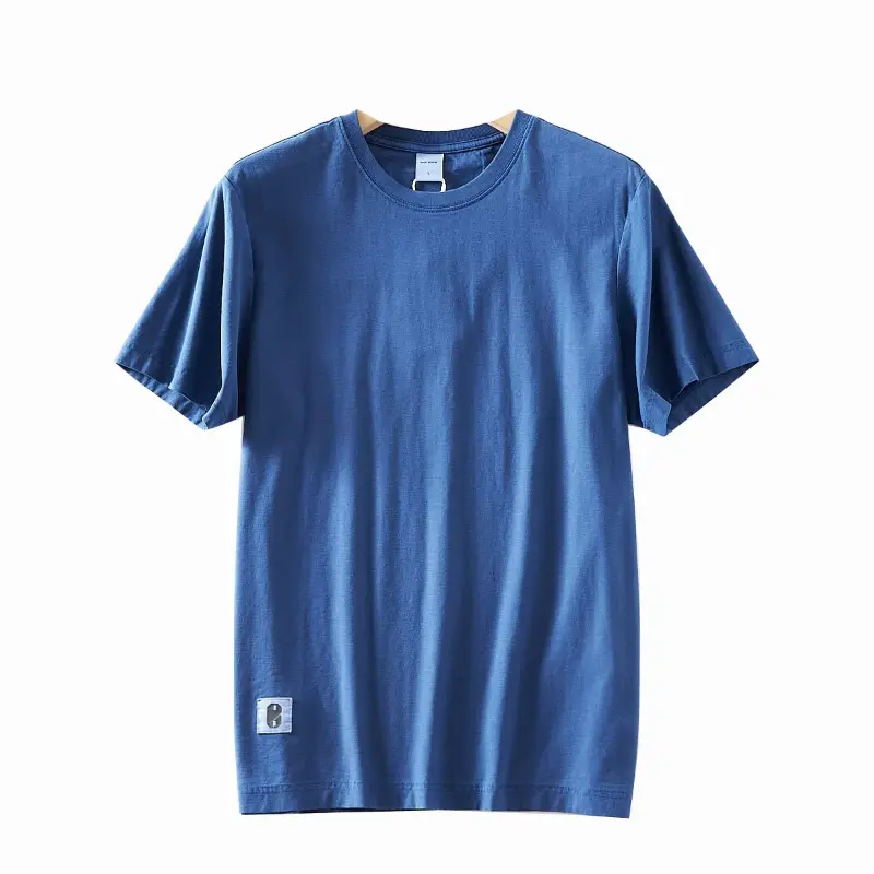 2025 Summer New American Retro Short Sleeve O-neck Solid Color T-shirt Men's Fashion 100% Cotton Washed Casual Couple Tops