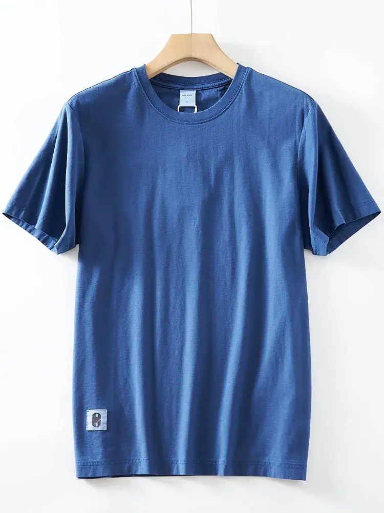 2025 Summer New American Retro Short Sleeve O-neck Solid Color T-shirt Men's Fashion 100% Cotton Washed Casual Couple Tops