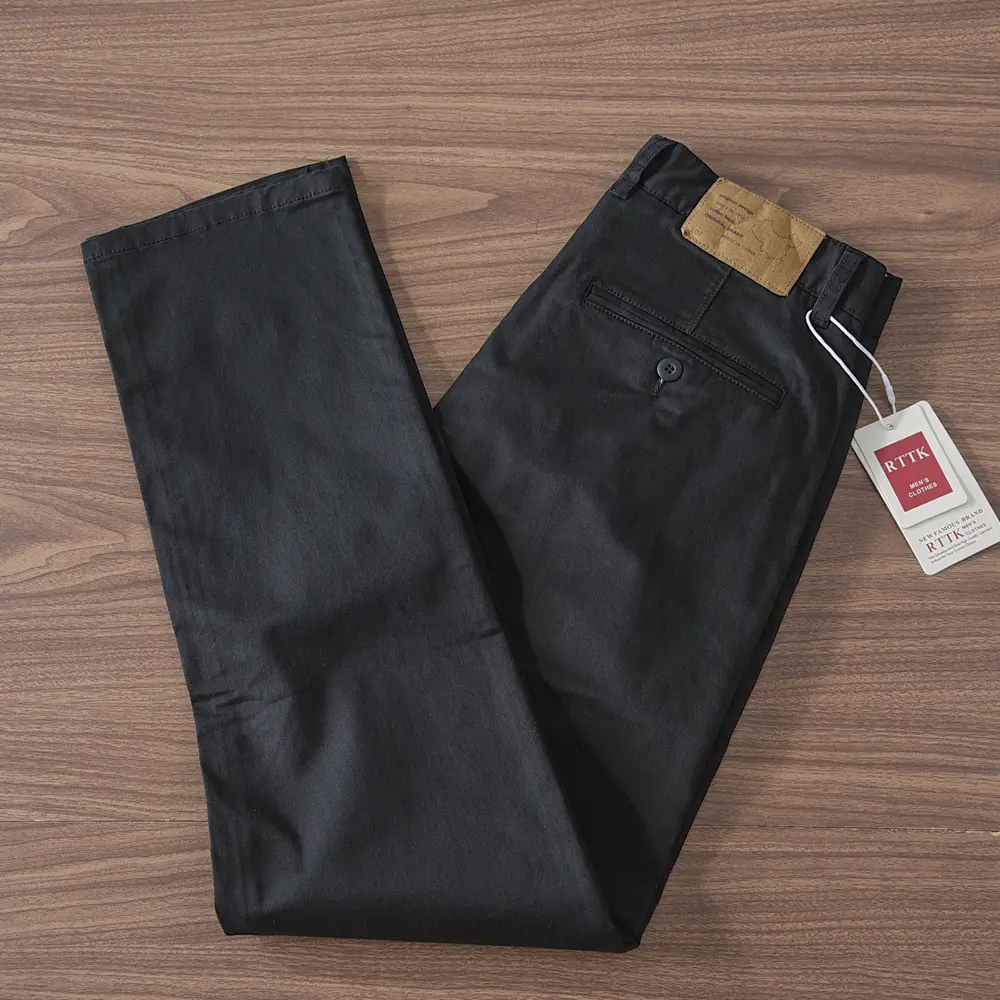 2024 Autumn New American Retro Woven Twill Cargo Pants Men's Simple 97% Cotton Washed Micro Elastic Straight Casual Trousers
