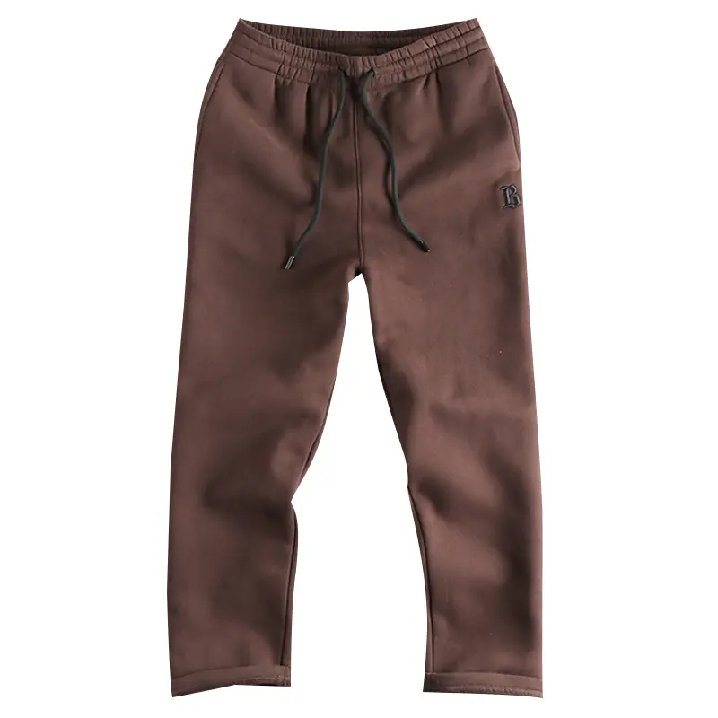 Autumn and Winter New American Retro Thick Velvet Letter Embroidery Sweatpants Men's Simple Washed Drawstring Loose Casual Pants