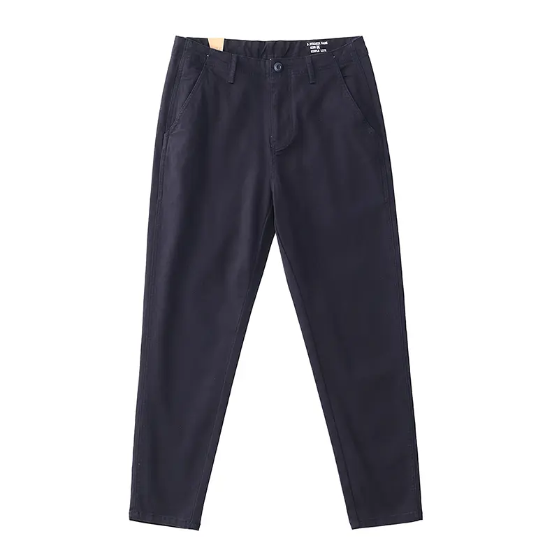 2024 Spring Autumn New American Retro Woven Twill Tapered Pants Men's Simple 85% Cotton Washed Casual Chino Trousers Over Size