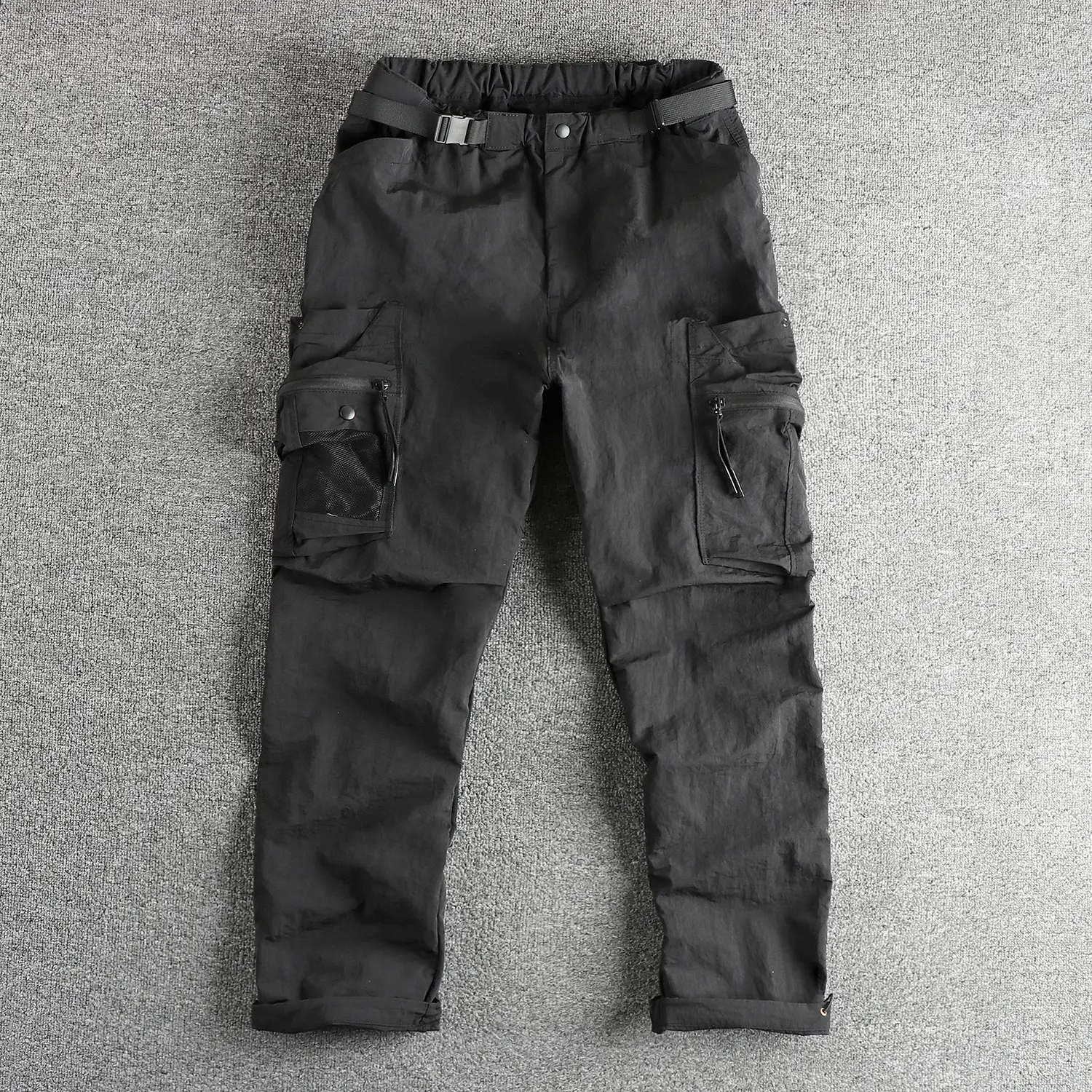 2025 New Japanese Loose Straight Outdoor Paratrooper Assault Pants Men's Functional Pocket Casual Trouser with Belt for Cityboy