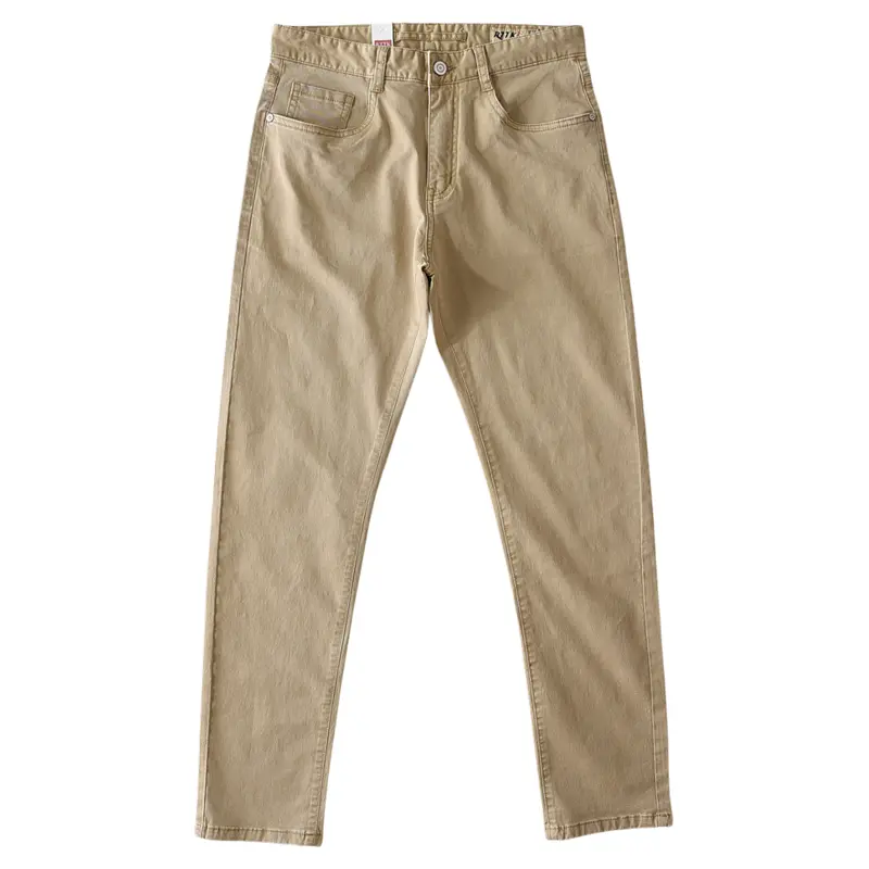 2024 Spring and Autumn New American Retro Denim Cargo Pants Men's Simple 97% Cotton Washed Elastic Straight Casual Trousers