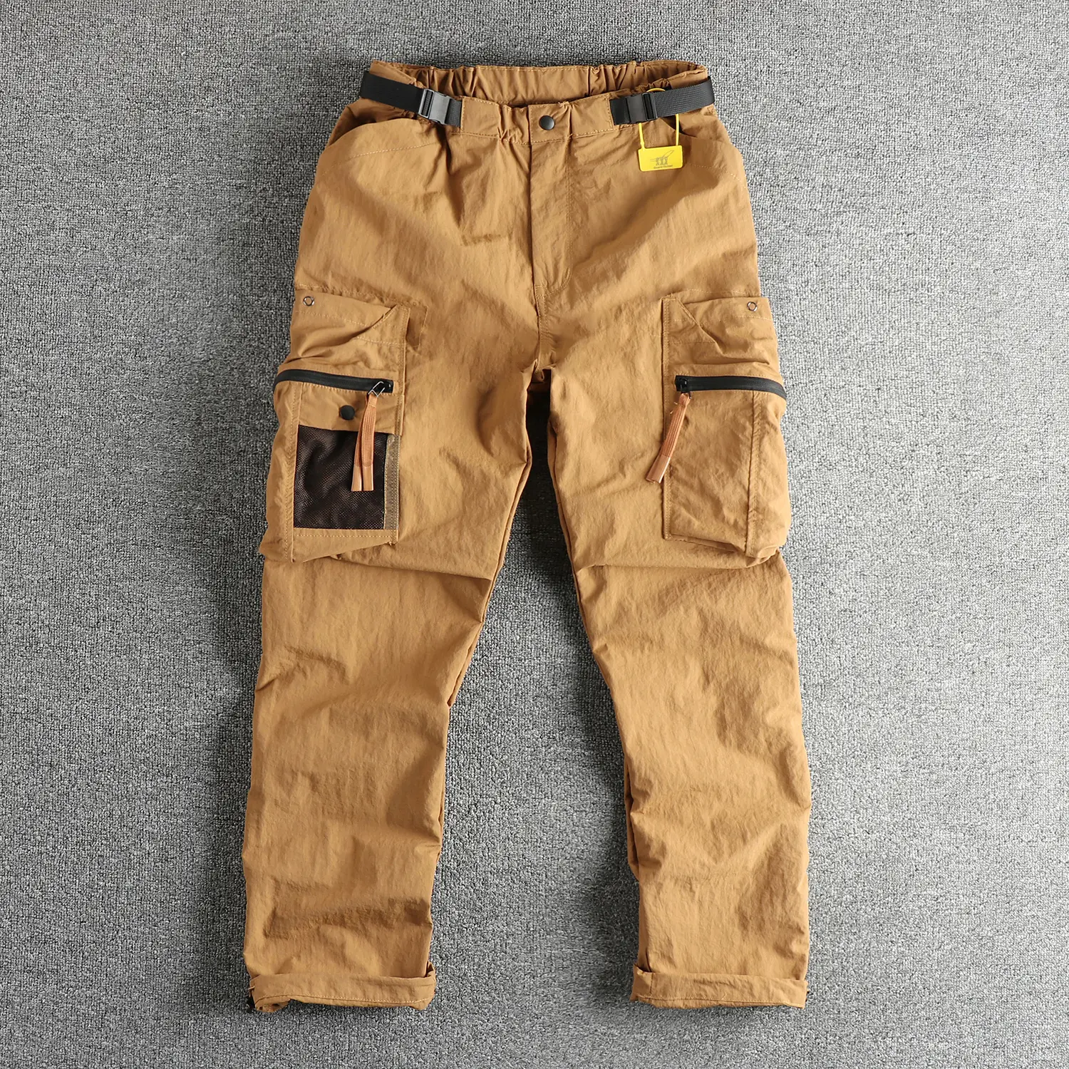 2025 New Japanese Loose Straight Outdoor Paratrooper Assault Pants Men's Functional Pocket Casual Trouser with Belt for Cityboy