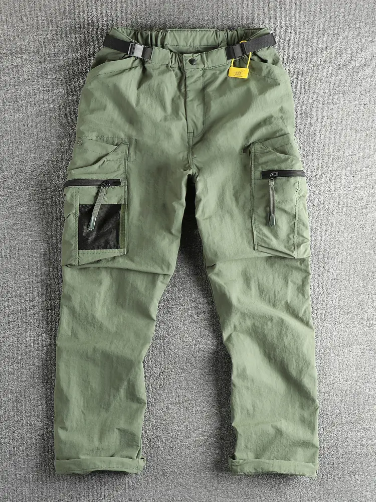 2025 New Japanese Loose Straight Outdoor Paratrooper Assault Pants Men's Functional Pocket Casual Trouser with Belt for Cityboy