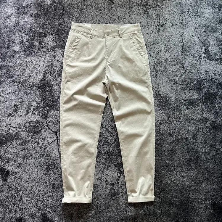 2025 Summer New American Retro Thin Micro Elasticity Casual Pants Men's Simple 98% Cotton Slim CHINO Business Straight Trousers