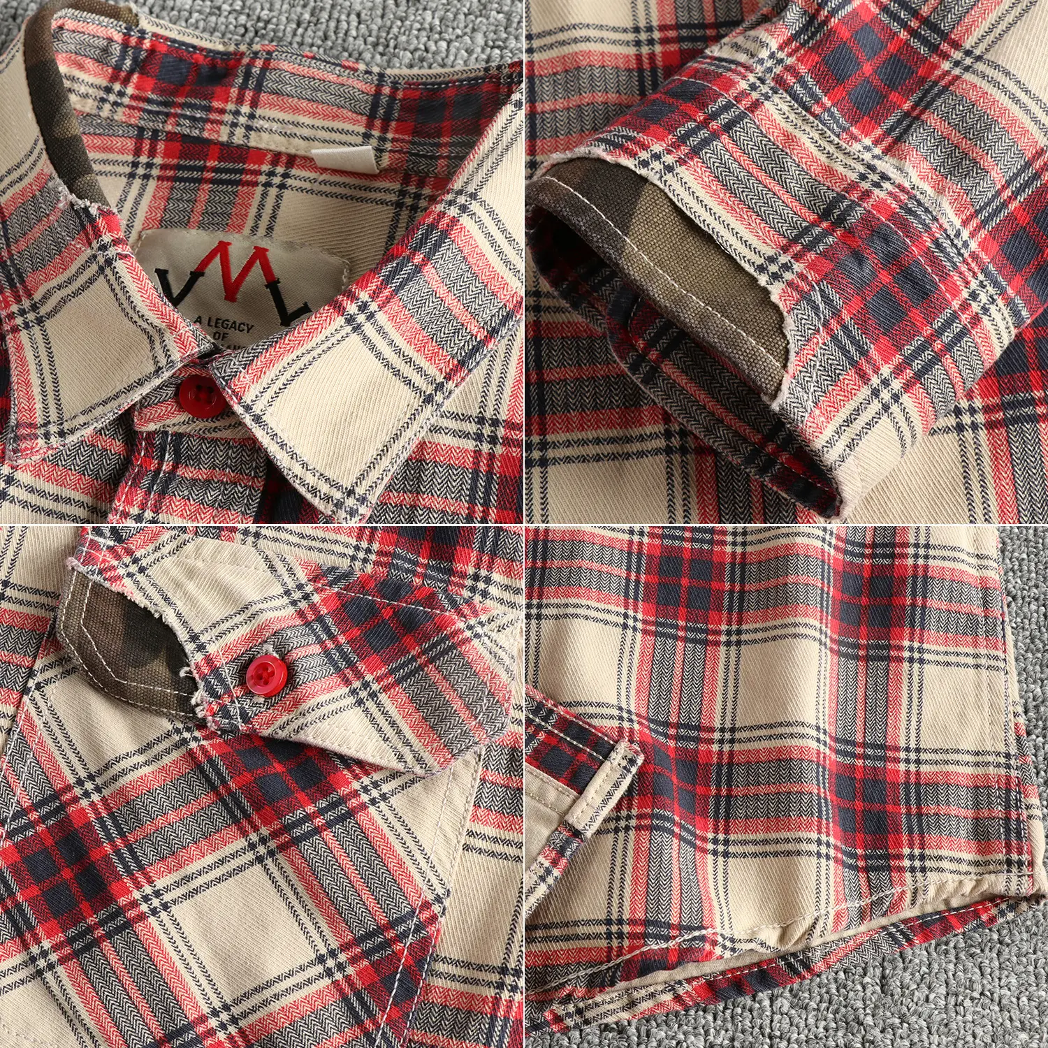 2025 Autumn New Japanese Retro Long-Sleeve Lapel Plaid Cargo Shirt Men's Simple 100% Cotton Washed Double Pocket Casual Blouses