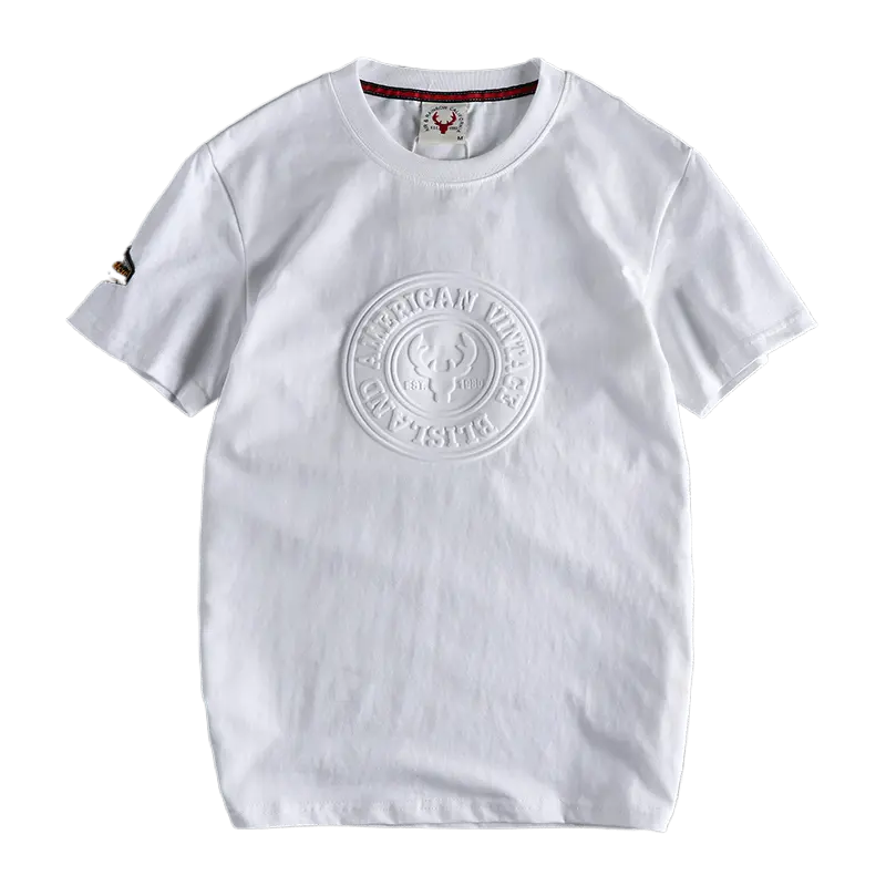 883# 2024 Summer New Japanese Retro Short Sleeve O-neck 3D Letter Printed T-shirt Men's Fashion 100% Cotton Washed Casual Tops