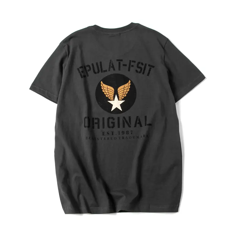 Summer New Japanese Retro Short Sleeve O-neck Letter Printed T-shirt Men's Fashion 100% Cotton Washed Youth Casual Sport Tops