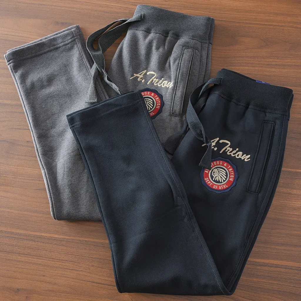 Spring New American Retro Terry Cloth Letter Embroidery Sweatpants Men's Fashion 82% Cotton Drawstring Loose Casual Sports Pants