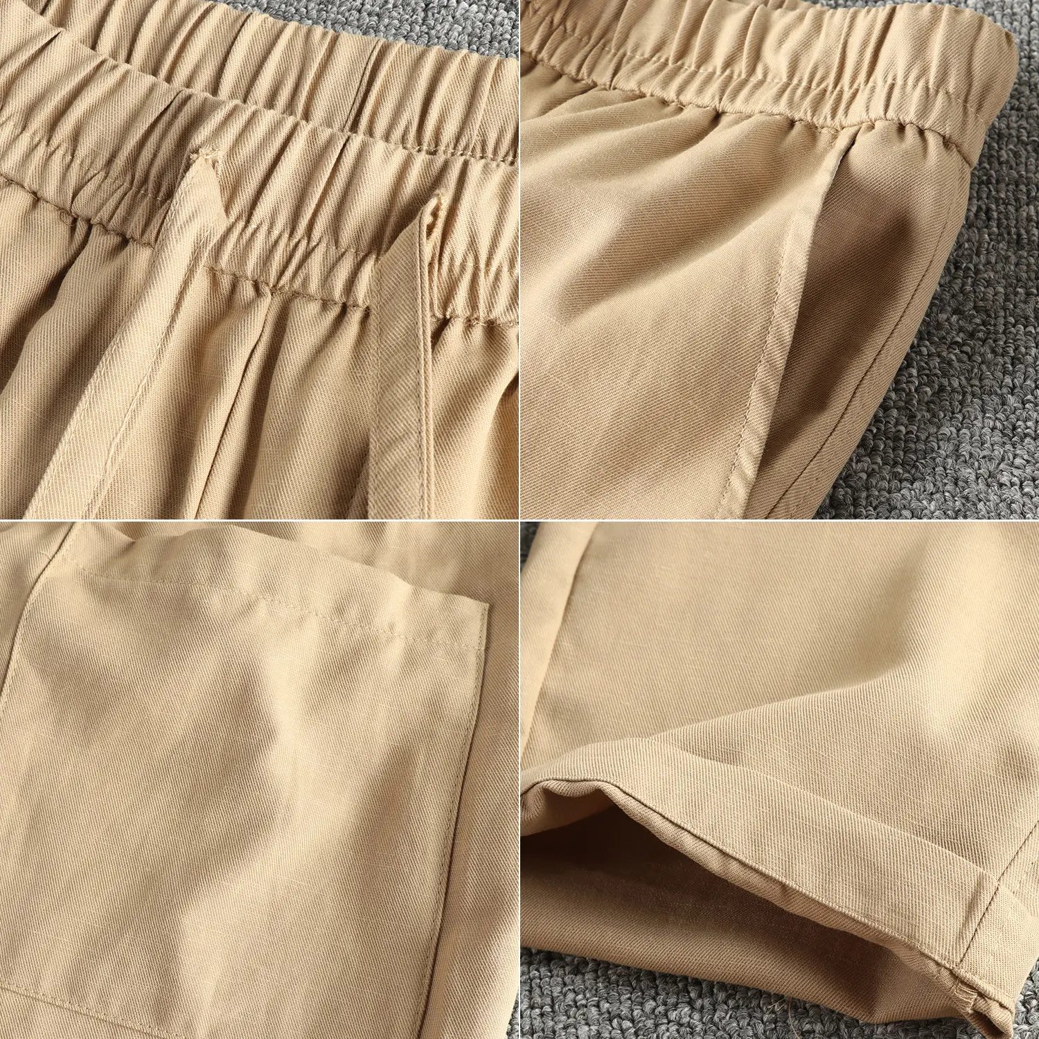 2025 Autumn New American Lyocell Blend Cotton Linen Pants Men's Simple Elastic Waist Drawstring Loose Straight Casual Trousers