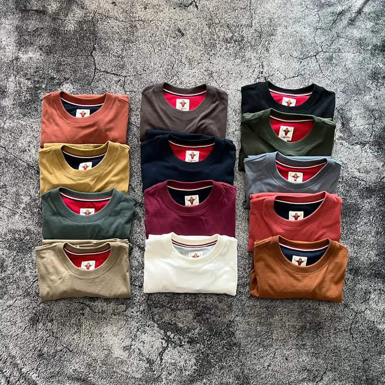 2026 Summer New American Retro 220g Short Sleeve O-neck Basic T-shirt Men's Fashion 100% Cotton Washed Casual Terry Cloth Tops