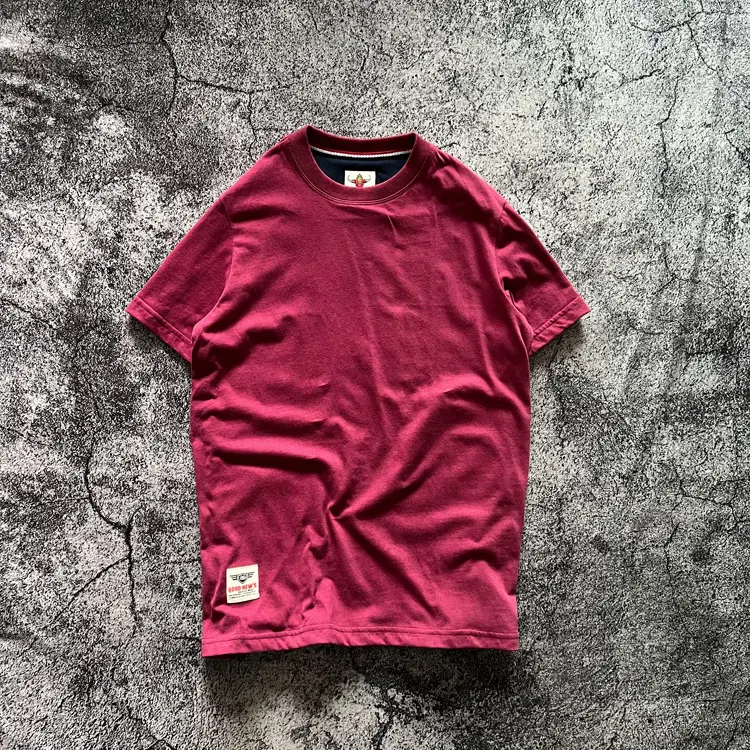 2026 Summer New American Retro 220g Short Sleeve O-neck Basic T-shirt Men's Fashion 100% Cotton Washed Casual Terry Cloth Tops