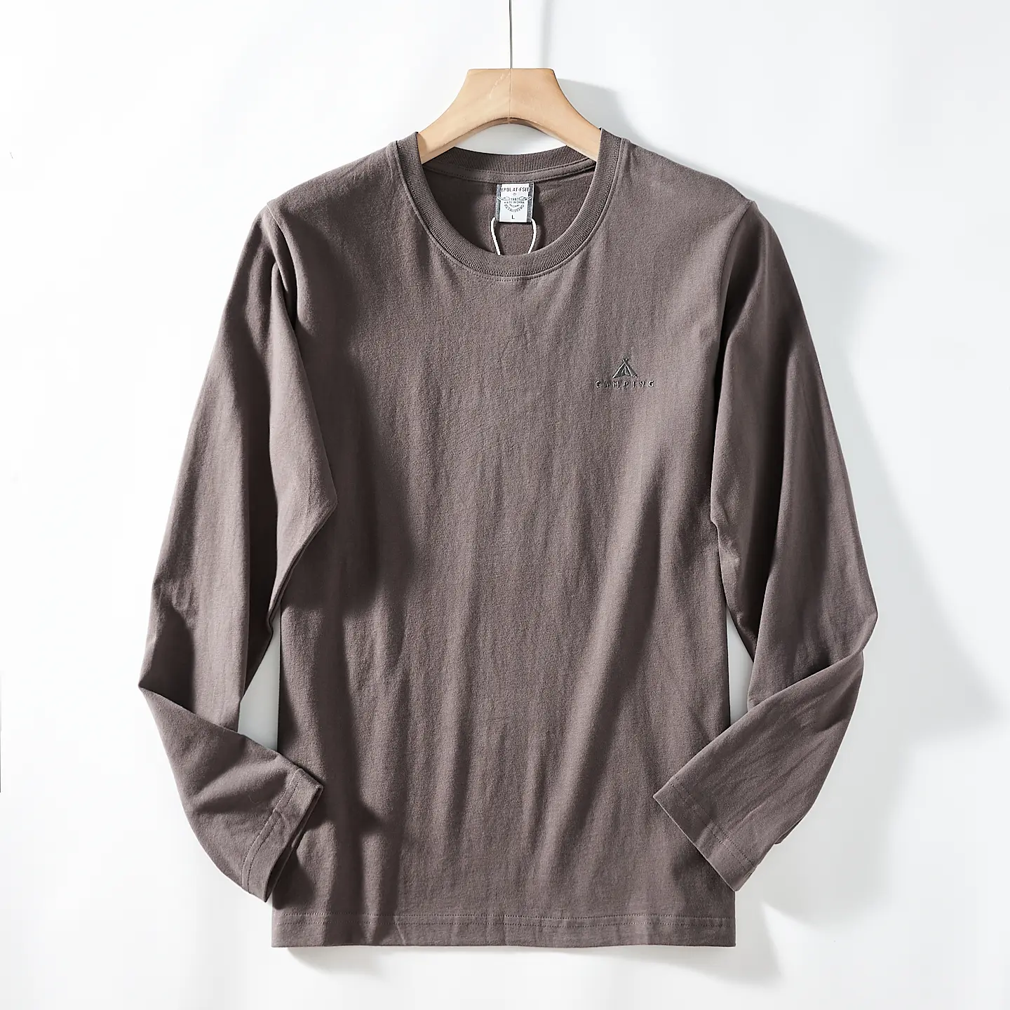 2026 Spring New American Retro Long-sleeved O-neck Letter Embroidery T-shirt Men's Fashion 100% Cotton Washed Casual Youth Tops
