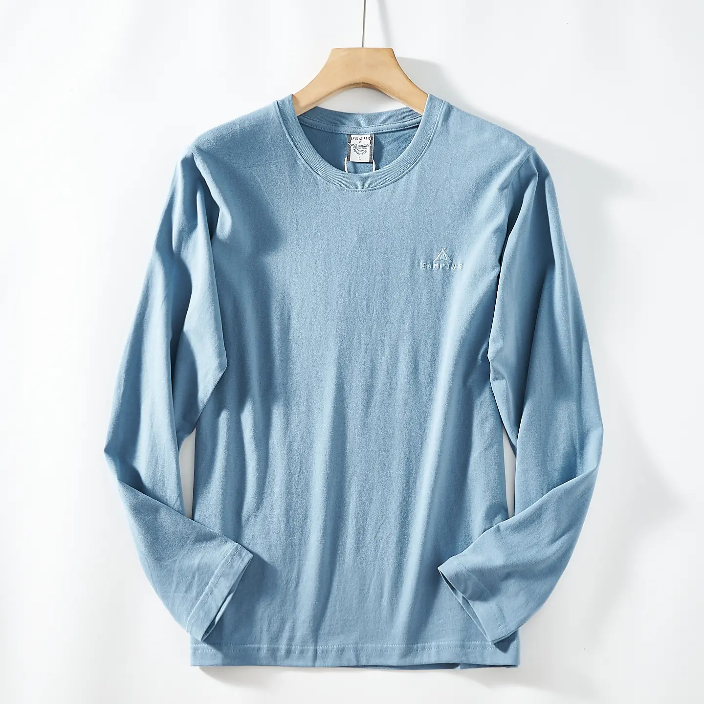 2026 Spring New American Retro Long-sleeved O-neck Letter Embroidery T-shirt Men's Fashion 100% Cotton Washed Casual Youth Tops