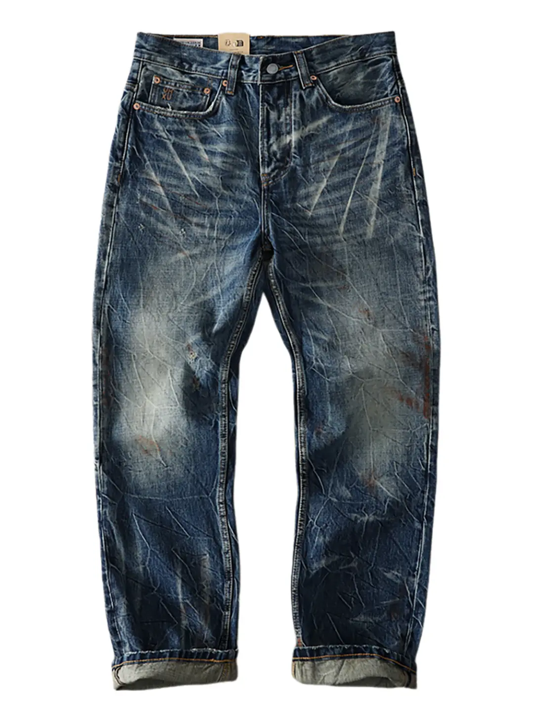 2025 Autumn New American Retro 15.2OZ Heavyweight Denim Jeans Men's High Street 100% Cotton Washed Old Straight Casual Pants