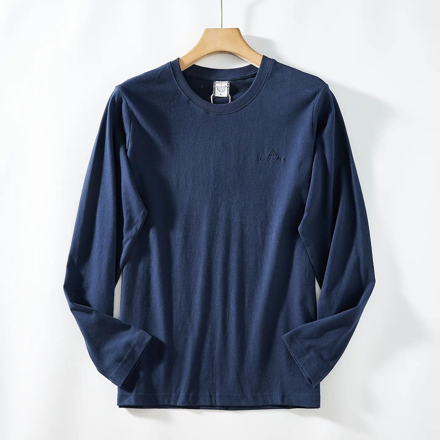 2026 Spring New American Retro Long-sleeved O-neck Letter Embroidery T-shirt Men's Fashion 100% Cotton Washed Casual Youth Tops