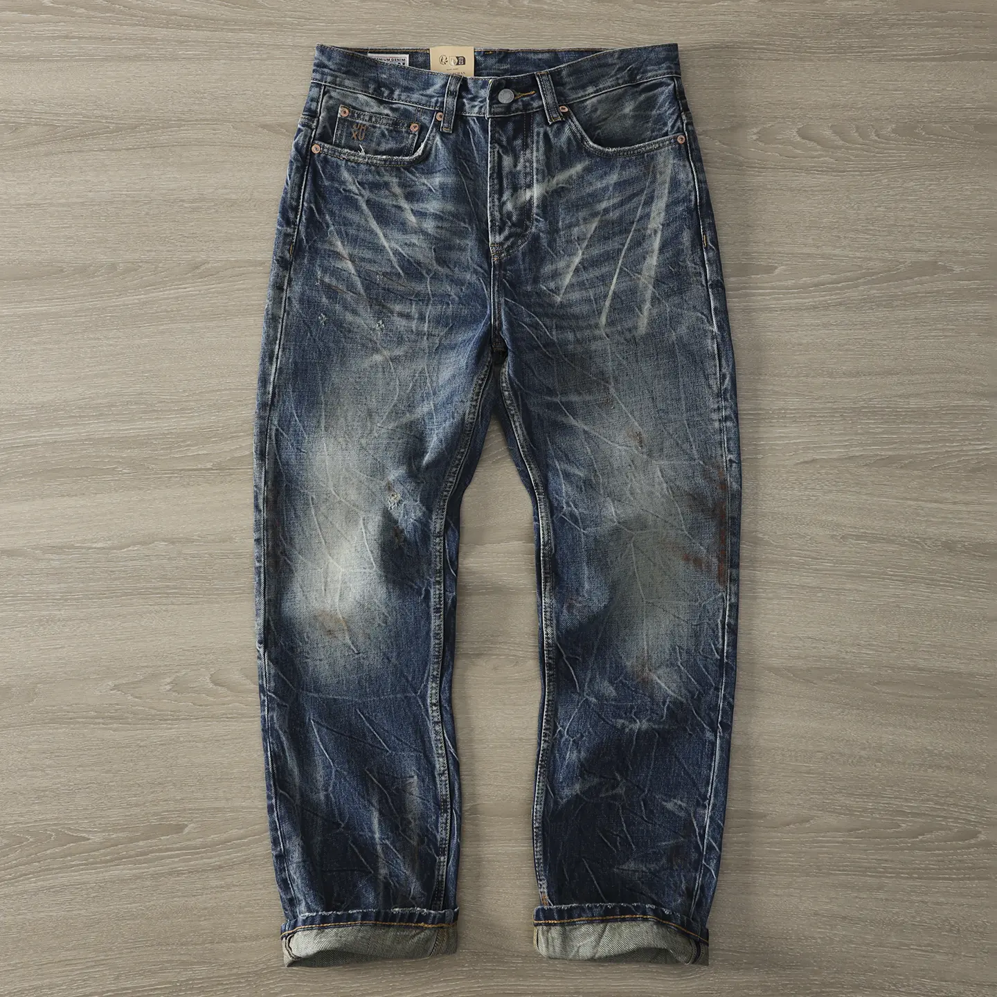 2025 Autumn New American Retro 15.2OZ Heavyweight Denim Jeans Men's High Street 100% Cotton Washed Old Straight Casual Pants
