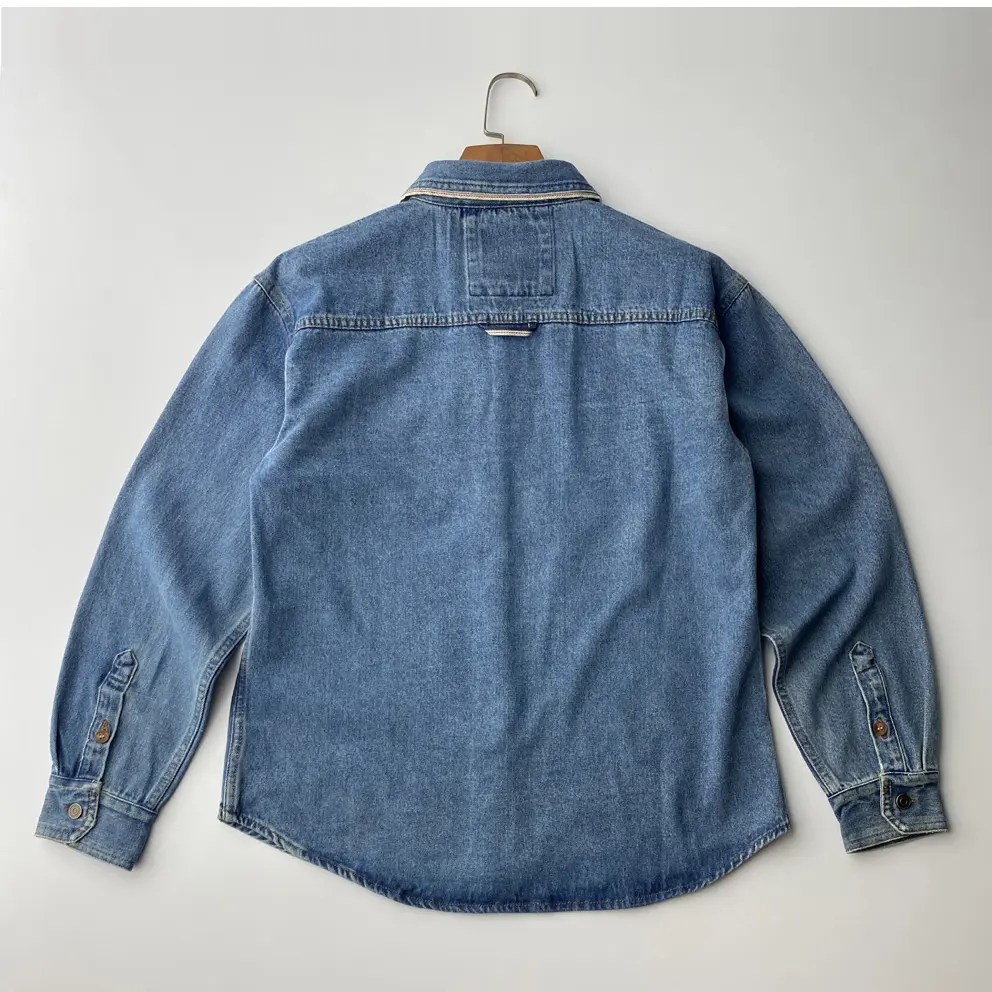 Autumn New American Retro Heavyweight Single Pocket Denim Cargo Shirt Men's Simple 100% Cotton Washed Casual Blouses Thin Jacket