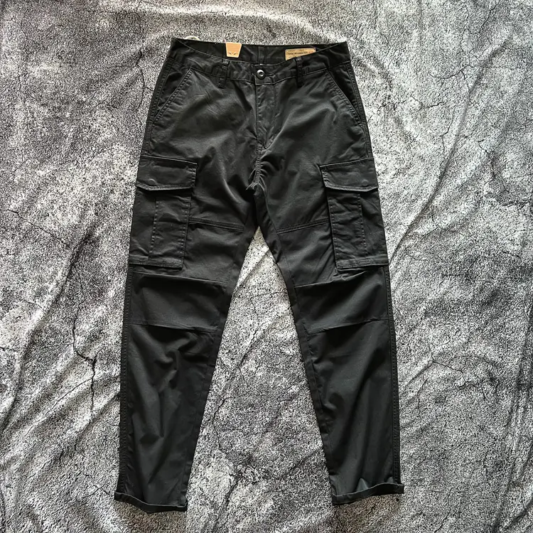 2026 Spring and Autumn New American Rerto Woven Twill Cargo Pants Men's 97% Cotton Washed Straight Casual Multi Pocket Trousers