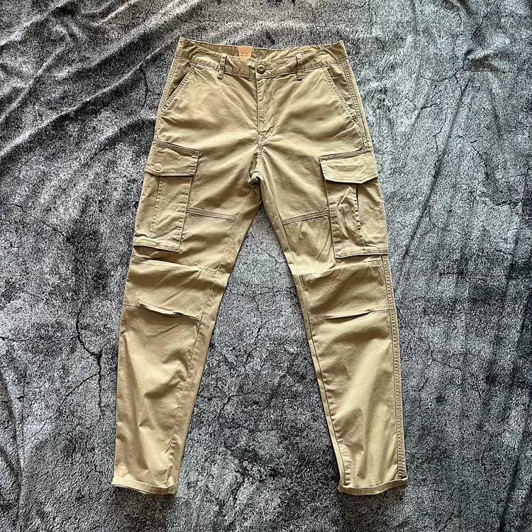 2026 Spring and Autumn New American Rerto Woven Twill Cargo Pants Men's 97% Cotton Washed Straight Casual Multi Pocket Trousers