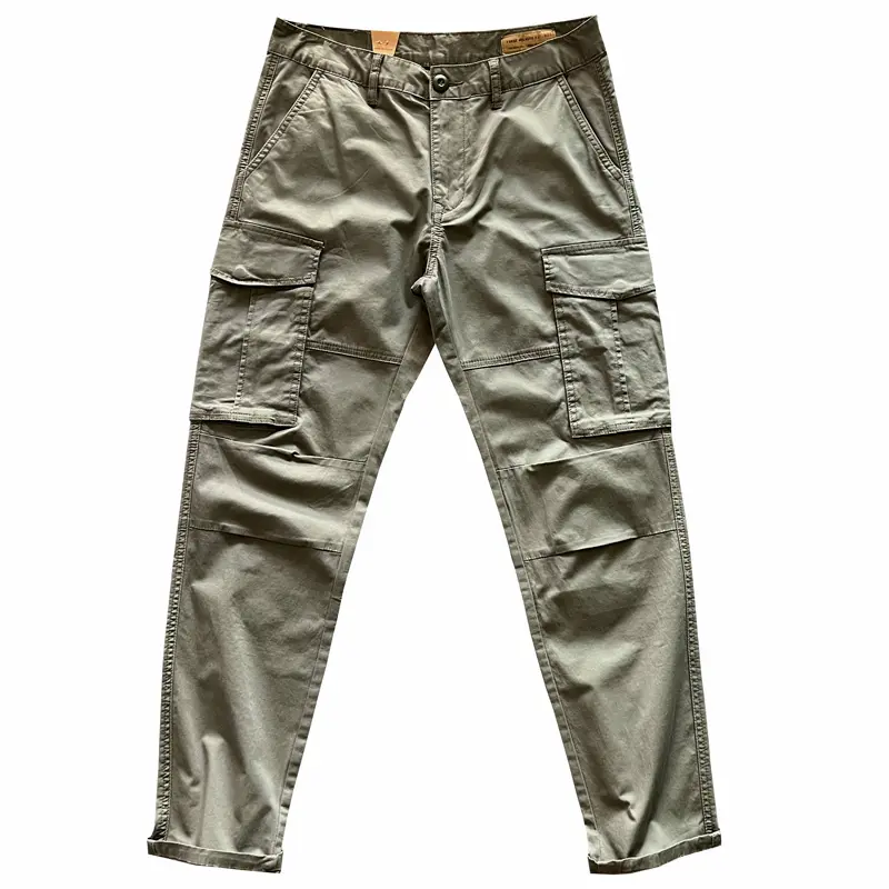 2026 Spring and Autumn New American Rerto Woven Twill Cargo Pants Men's 97% Cotton Washed Straight Casual Multi Pocket Trousers