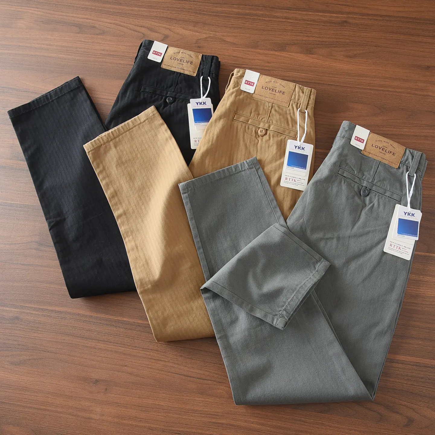2026 Spring New American Retro Chevron Cargo Pants Men's Simple Amekaji 100% Cotton Washed Heavyweight Casual Straight Trousers