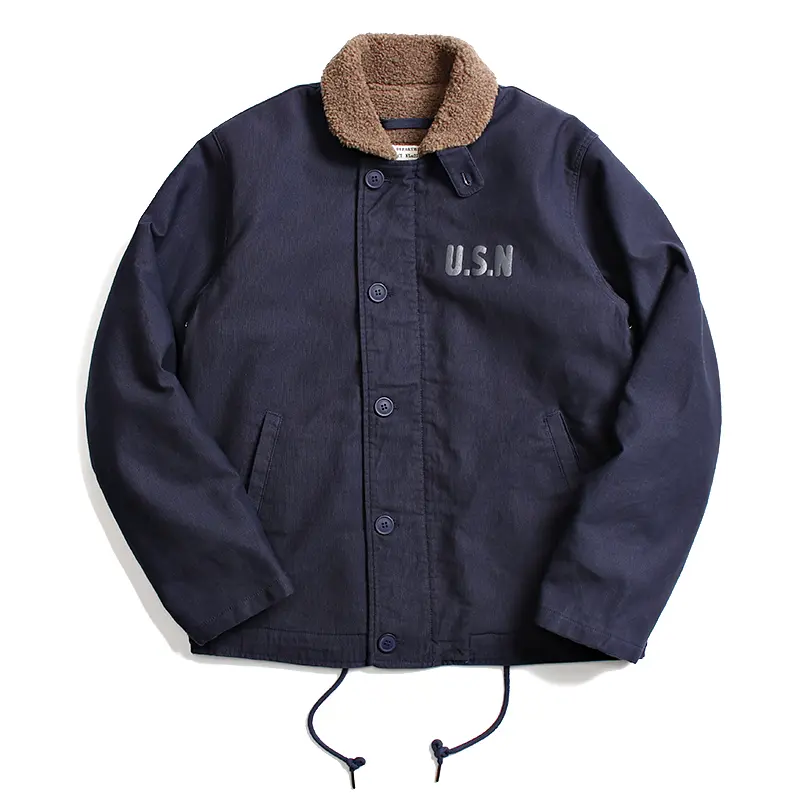 2021 Autumn and Winter New American Retro Style Casual Replica Navy N-1 Deck Jacket Thickened Cotton-padded Jacket with Velvet