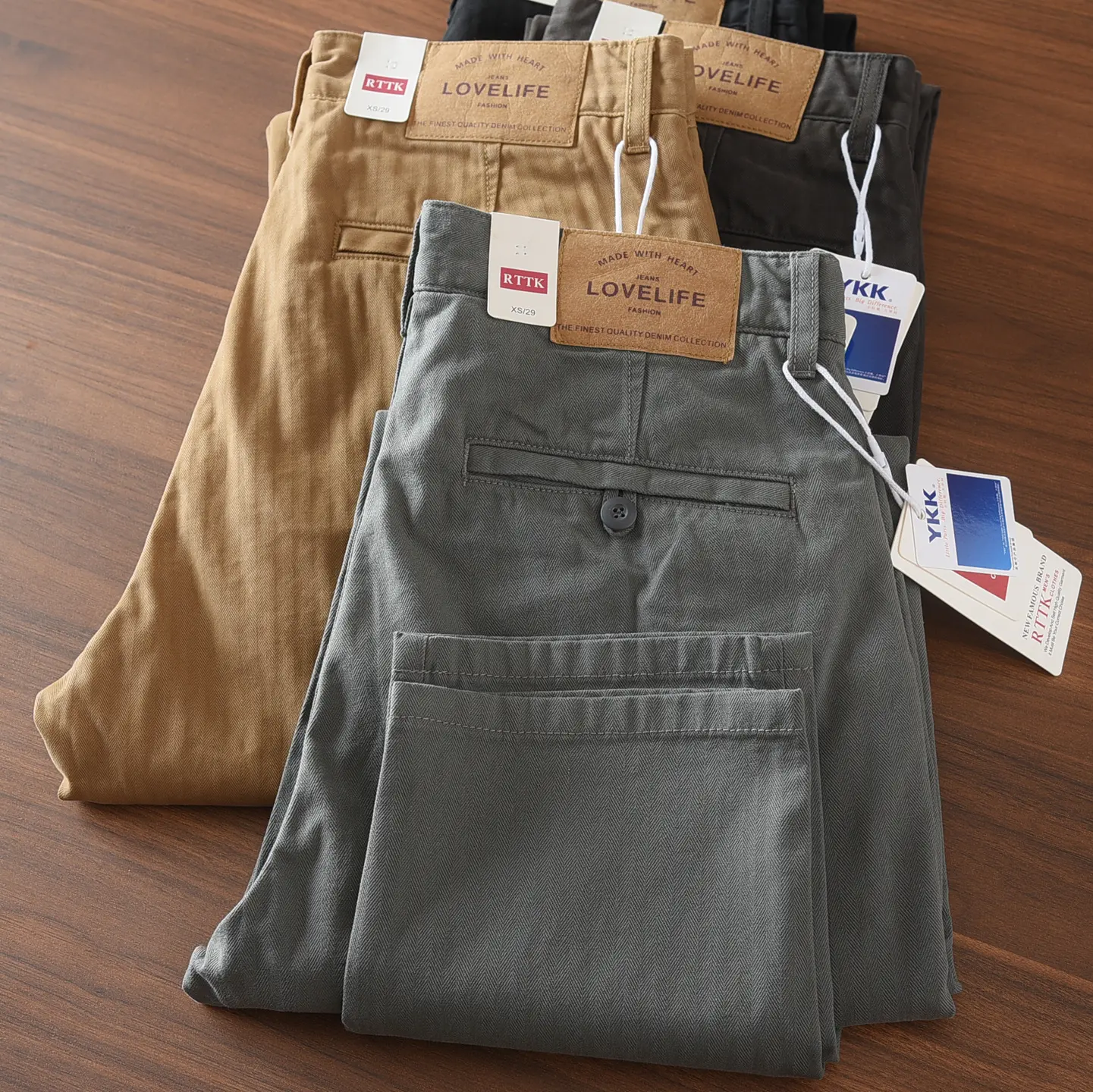 2026 Spring New American Retro Chevron Cargo Pants Men's Simple Amekaji 100% Cotton Washed Heavyweight Casual Straight Trousers
