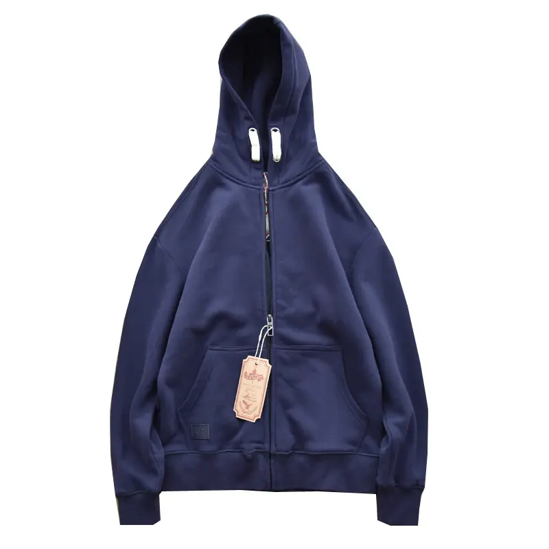 Autumn Winter American Retro Heavyweight Long Sleeved Hooded Hoodies Men's Fashion Thickened Velvet Casual Cardigan Sweatshirts