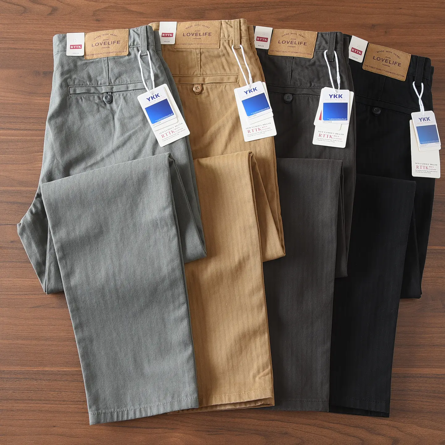 2026 Spring New American Retro Chevron Cargo Pants Men's Simple Amekaji 100% Cotton Washed Heavyweight Casual Straight Trousers