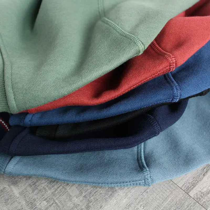 Autumn Winter New American Retro O-neck Hoodies Men's Fashion Washed Old Thickened Velvet Plus Knitted Casual Pullover Sportwear