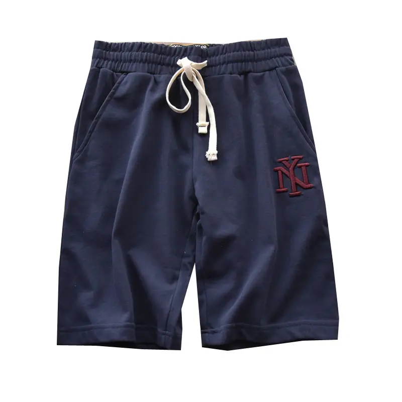 2021 Summer Embroidery Short Swaetpants Men's Running Casual Shorts Elastic Waist Drawstring Pure Cotton Sports Five-point Pants