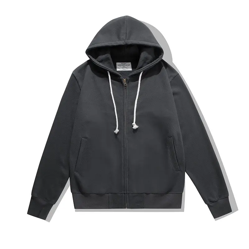 Autumn Winter Japanese Retro 500g Heavyweight Long Sleeved Hooded Hoodies Men's Fashion Thickened Casual Cardigan Sweatshirts