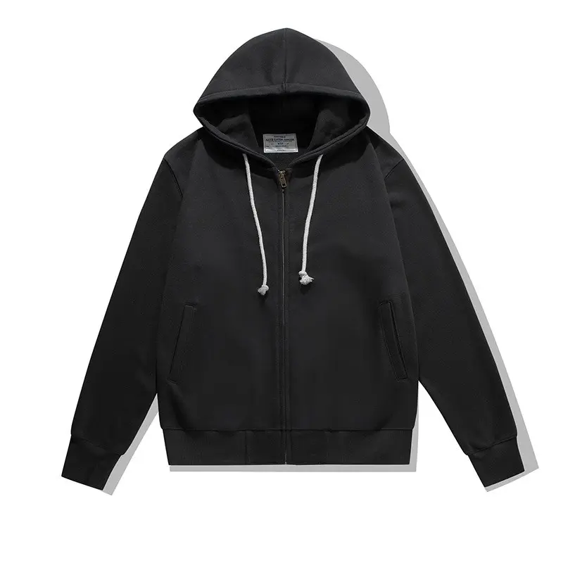 Autumn Winter Japanese Retro 500g Heavyweight Long Sleeved Hooded Hoodies Men's Fashion Thickened Casual Cardigan Sweatshirts