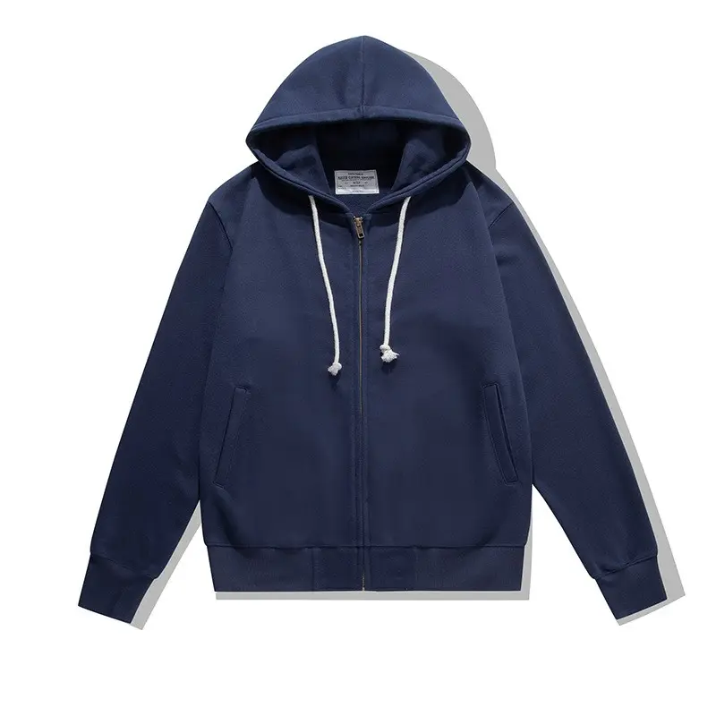 Autumn Winter Japanese Retro 500g Heavyweight Long Sleeved Hooded Hoodies Men's Fashion Thickened Casual Cardigan Sweatshirts