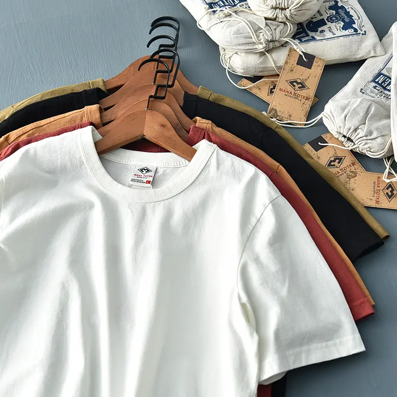 2021 Summer New Men's Fashion Simple Short-sleeved O-neck Solid Color T-shirt 100% Cotton Washed Old Loose Bottoming Casual Tops