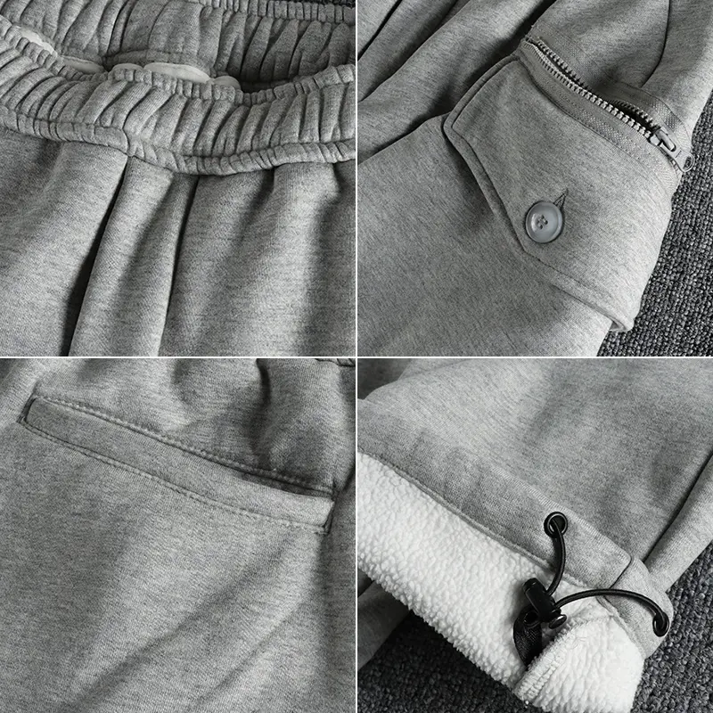 Winter New Japanese Retro Thickened Velvet Cargo Sweatpants Men's Casual Sports Elastic Waist Drawstring Loose Anke-tied Pants