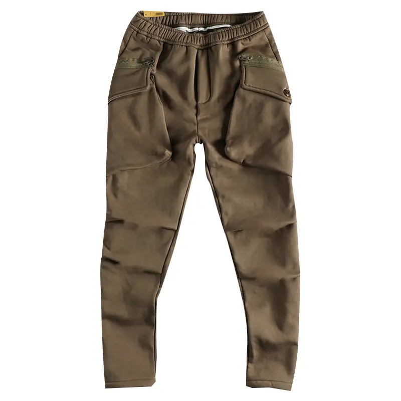 Winter New Japanese Retro Thickened Velvet Cargo Sweatpants Men's Casual Sports Elastic Waist Drawstring Loose Anke-tied Pants