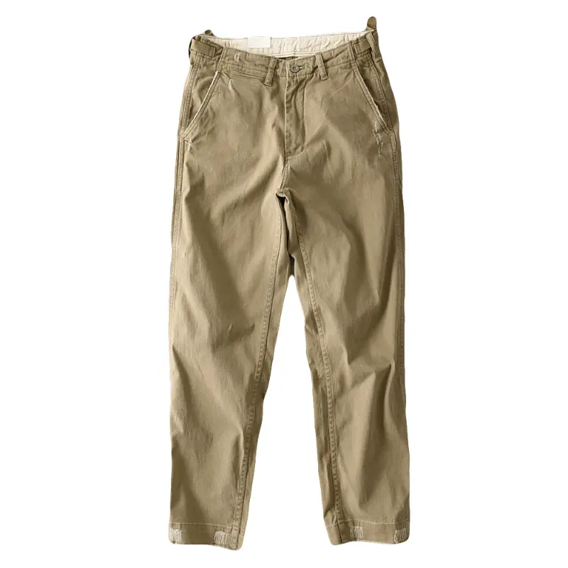 Autumn and Winter New American Retro Woven Twill Heavyweight Cargo Pants Men's Simple 97% Cotton Washed Casual Straight Trousers