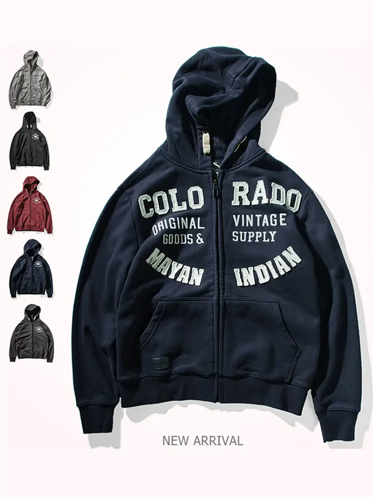 Autumn Winter American Retro Heavyweight Long Sleeved Hooded Hoodies Men's Fashion Thickened Velvet Casual Cardigan Sweatshirts