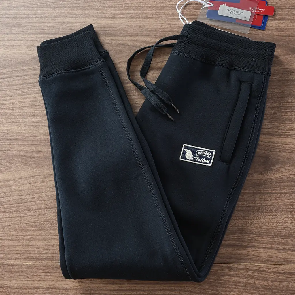 2024 Winter New American Retro Thickened Velvet Letter Printed Sweatpants Men's Simple Drawstring Sports Casual Ankle-tied Pants