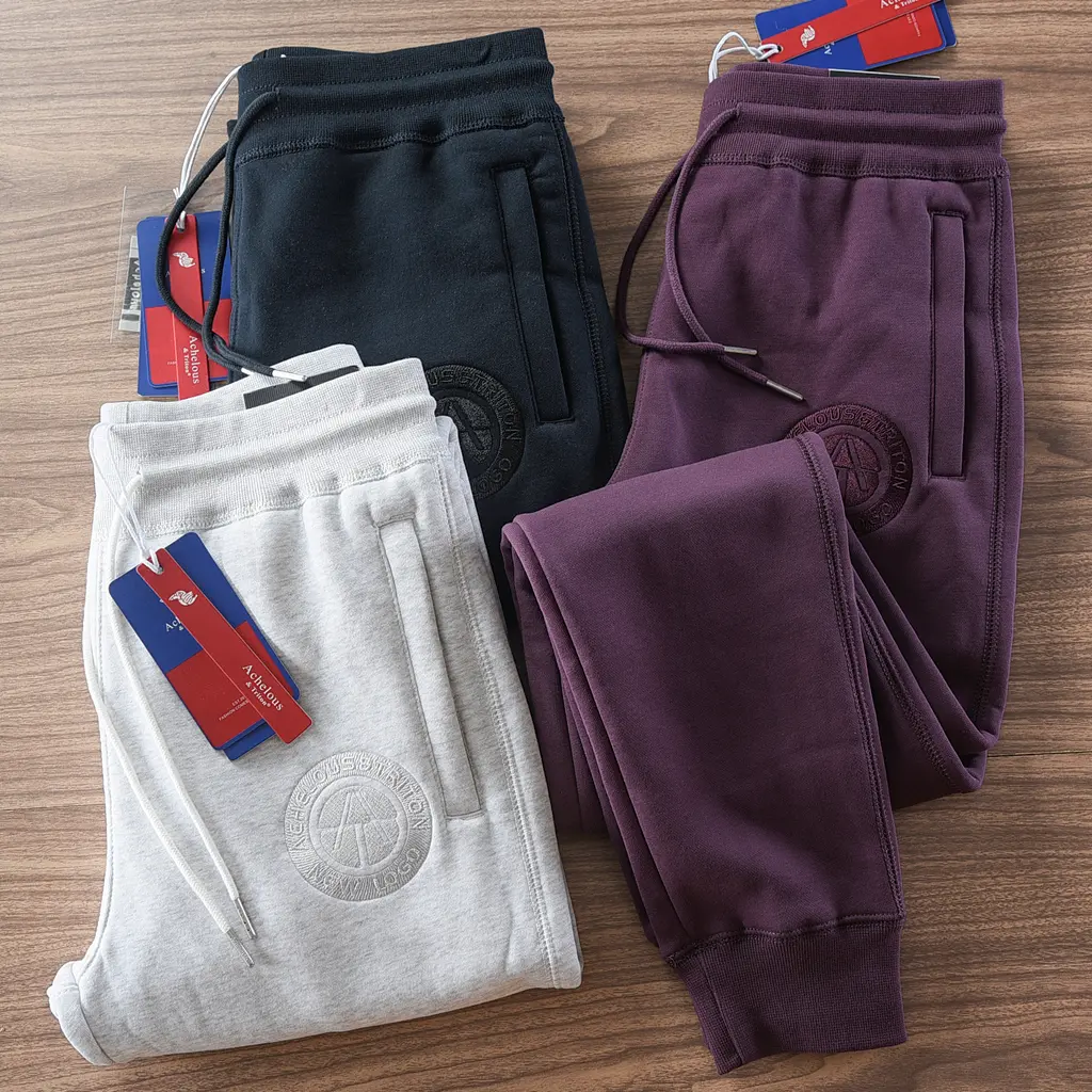 2024 Winter New American Retro Thickened Velvet Letter Printed Sweatpants Men's Simple Drawstring Sports Casual Ankle-tied Pants
