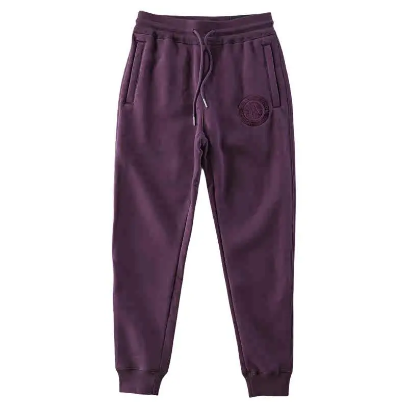 2024 Winter New American Retro Thickened Velvet Letter Printed Sweatpants Men's Simple Drawstring Sports Casual Ankle-tied Pants